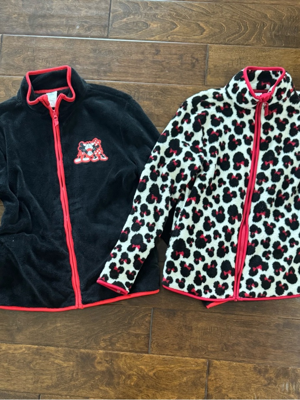 Disney Store adult small zippered fleece jacket shirts.  Lot of two
